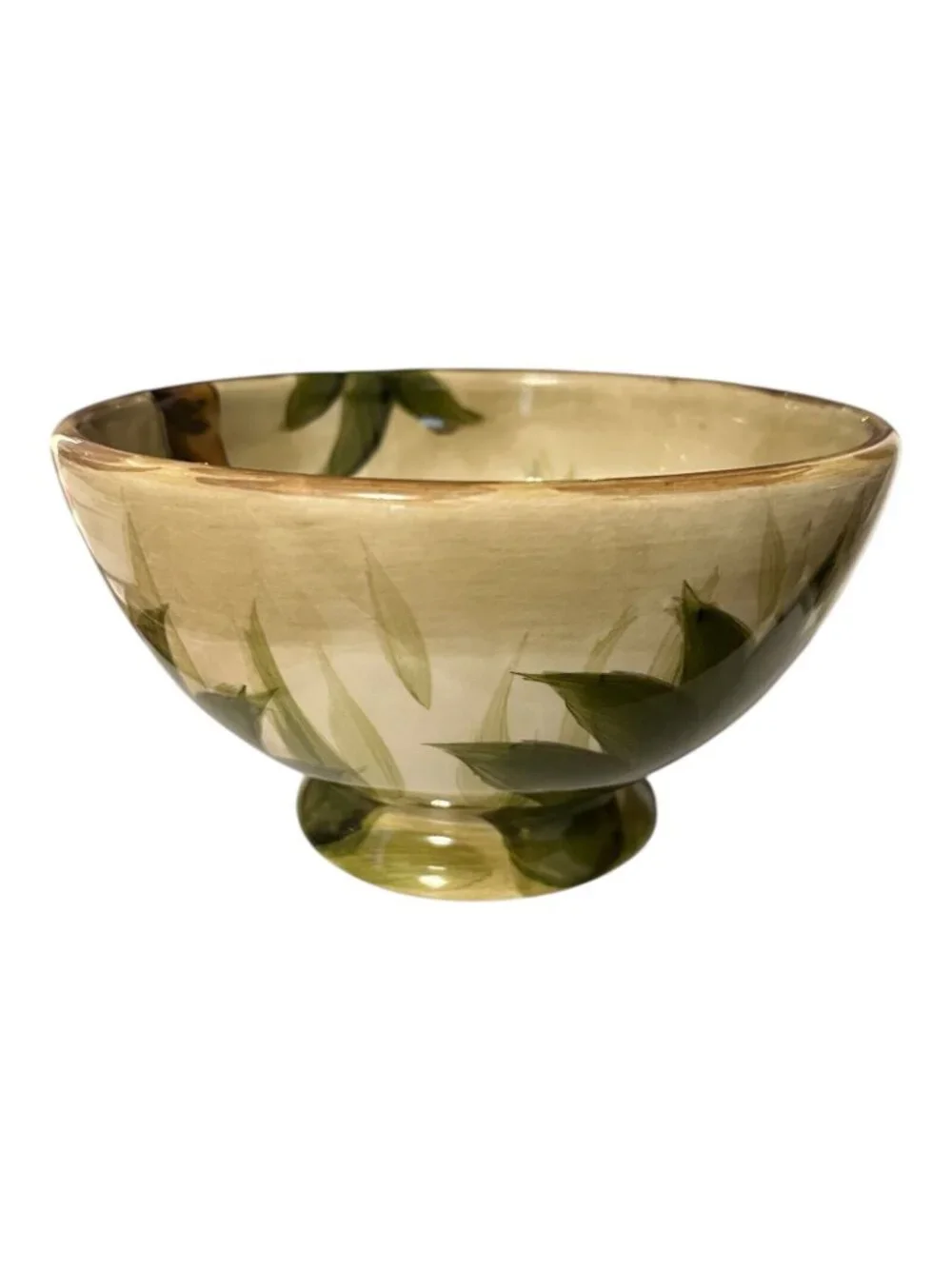 Tabletops Lifestyles Kona Palm Tree Soup Cereal Bowl Hand Painted Tropical Pedes